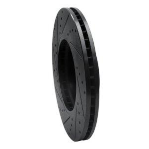 Kia BORREGO Brake Rotor (1) - Front Right - R1 Concepts - Drilled & Slotted - Black - `09-`10